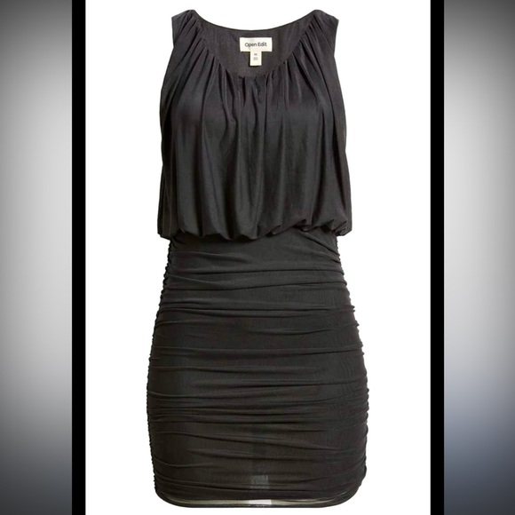 New Nordstrom Open Edit Black Mini Dress LBD - Picture 4 of 8